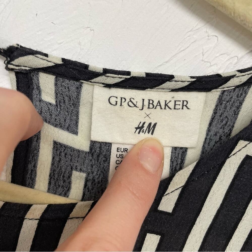 GP & J Baker X H&M Black & White Geometric Print Swing Mini Dress Womens 12 - Picture 6 of 9